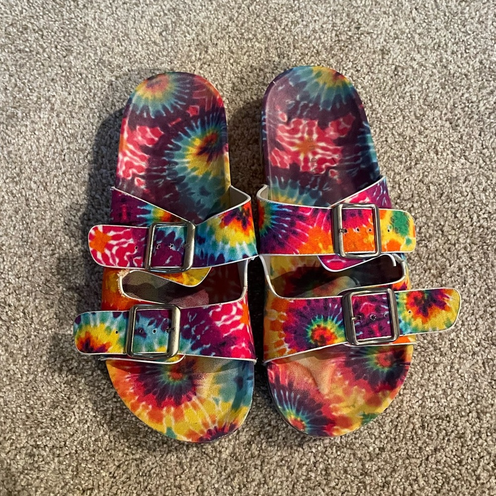 Rainbow Tie-Dye Slides Size 8 by Madden Girl